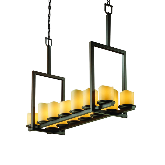 Justice Designs CNDL-8764-14-AMBR-DBRZ 14 Light Chandelier, Dark Bronze