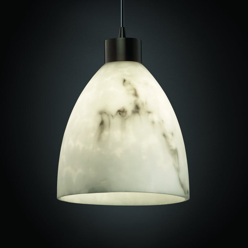 Justice Designs FAL-8814-18-DBRZ-BKCD One Light Pendant, Dark Bronze