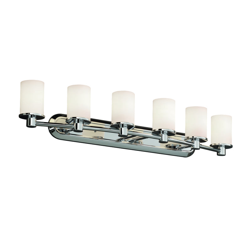Justice Designs FSN-8516-10-OPAL-CROM Six Light Bath Bar, Polished Chrome