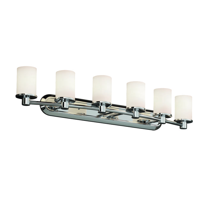 Justice Designs FSN-8516-10-OPAL-CROM Six Light Bath Bar, Polished Chrome