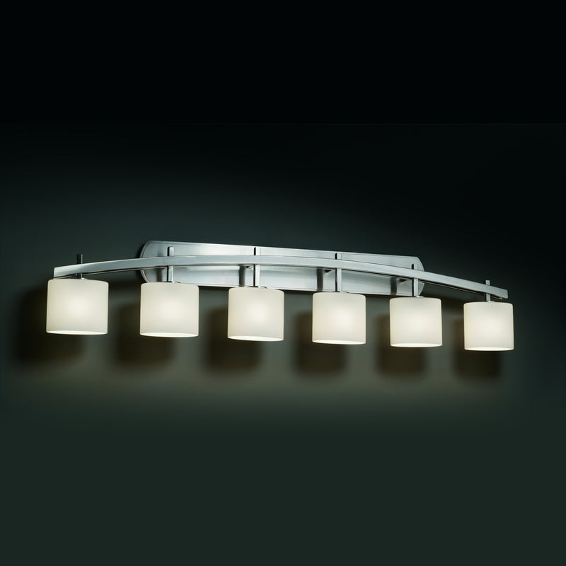 Justice Designs FSN-8596-30-OPAL-NCKL Six Light Bath Bar, Brushed Nickel