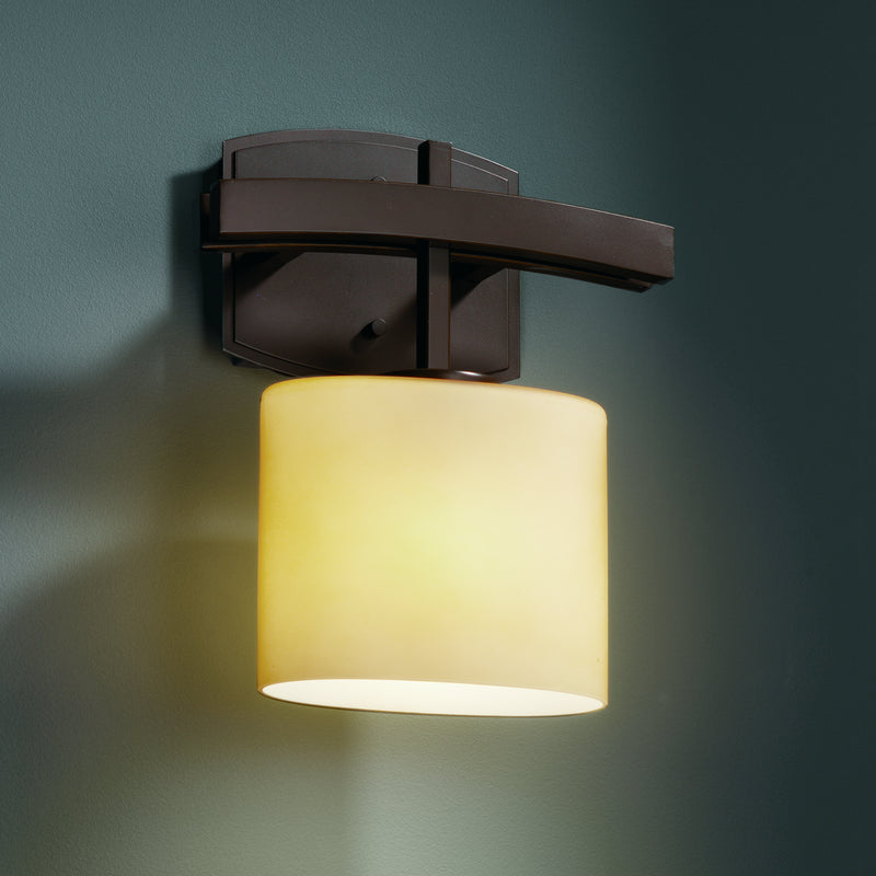 Justice Designs FSN-8597-30-ALMD-DBRZ One Light Wall Sconce, Dark Bronze