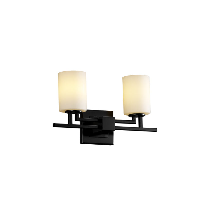Justice Designs FSN-8702-10-OPAL-MBLK Two Light Bath Bar, Matte Black