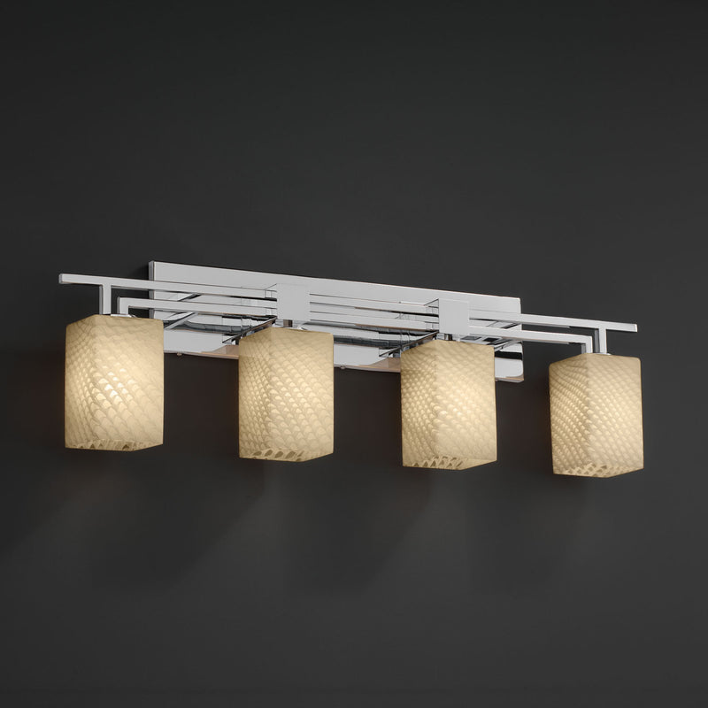 Justice Designs FSN-8704-15-WEVE-CROM Four Light Bath Bar, Polished Chrome