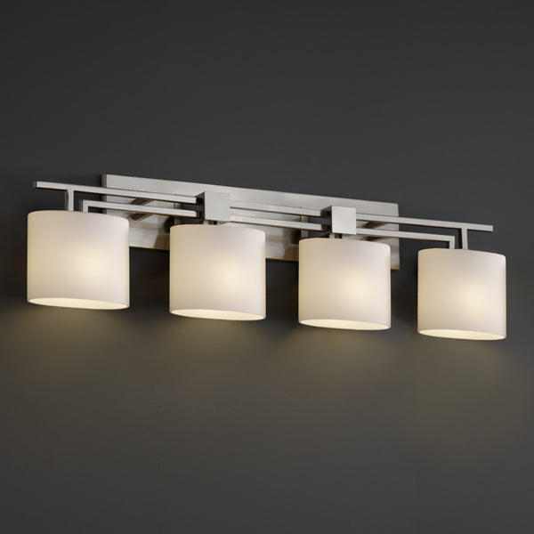 Justice Designs FSN-8704-30-OPAL-NCKL Four Light Bath Bar, Brushed Nickel