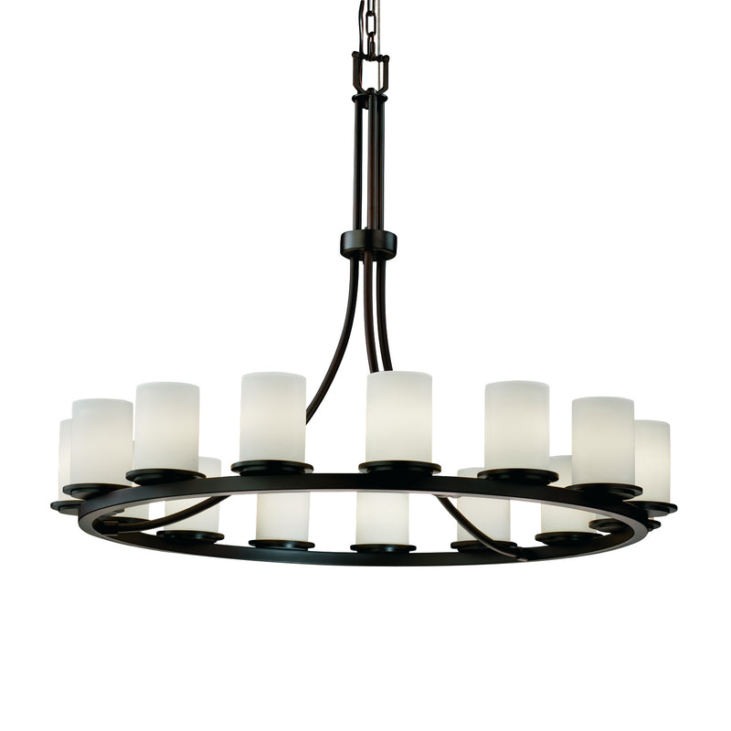 Justice Designs FSN-8715-10-OPAL-DBRZ 15 Light Chandelier, Dark Bronze