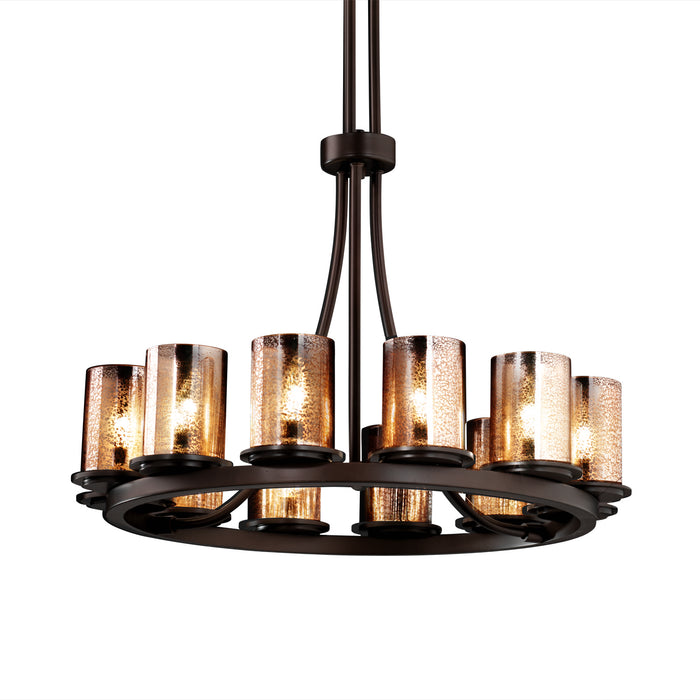 Justice Designs FSN-8763-10-MROR-DBRZ 12 Light Chandelier, Dark Bronze