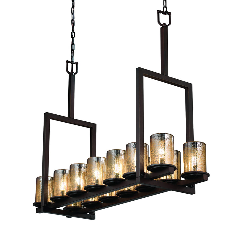 Justice Designs FSN-8764-10-MROR-DBRZ 14 Light Chandelier, Dark Bronze