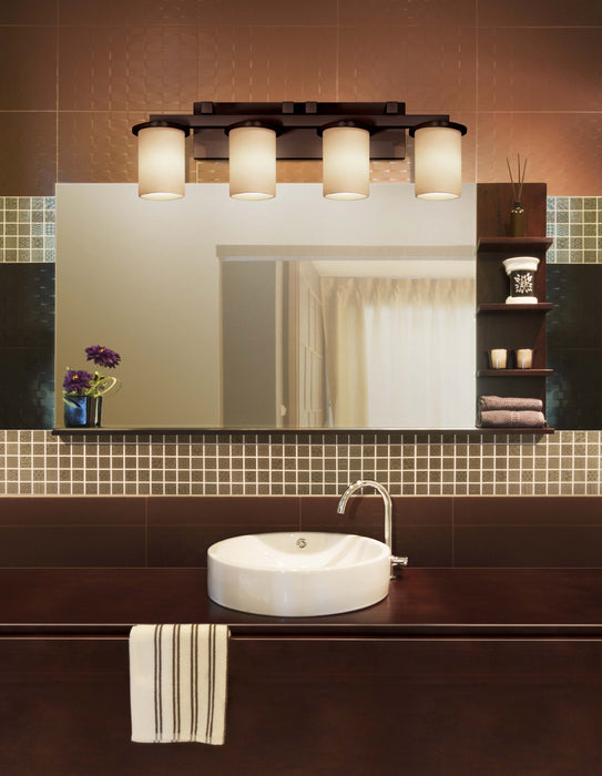 Justice Designs FSN-8774-10-ALMD-DBRZ Four Light Bath Bar, Dark Bronze