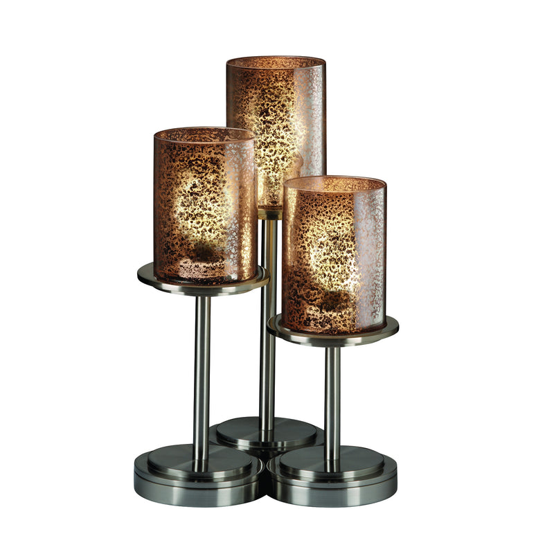 Justice Designs FSN-8797-10-MROR-NCKL Three Light Table Lamp, Brushed Nickel
