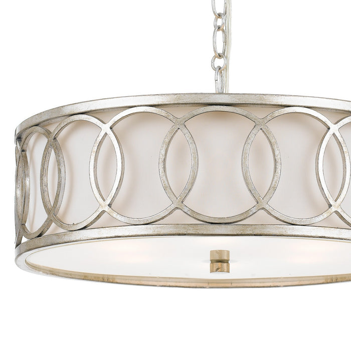 Crystorama 287-SA Six Light Chandelier, Antique Silver