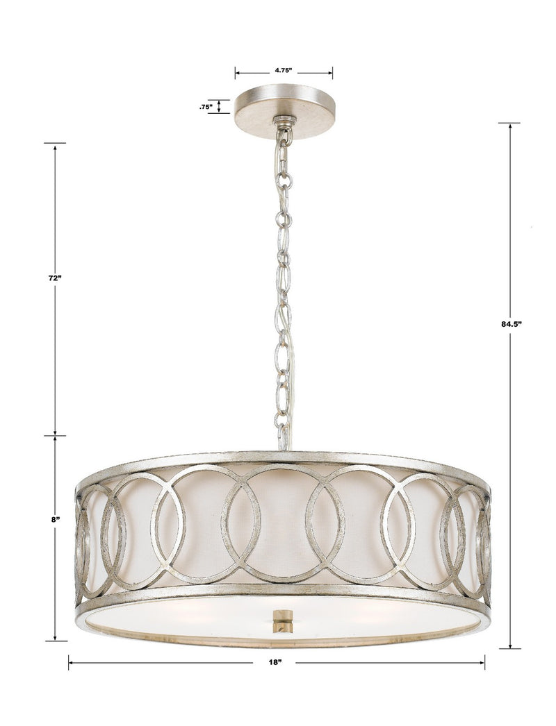Crystorama 287-SA Six Light Chandelier, Antique Silver