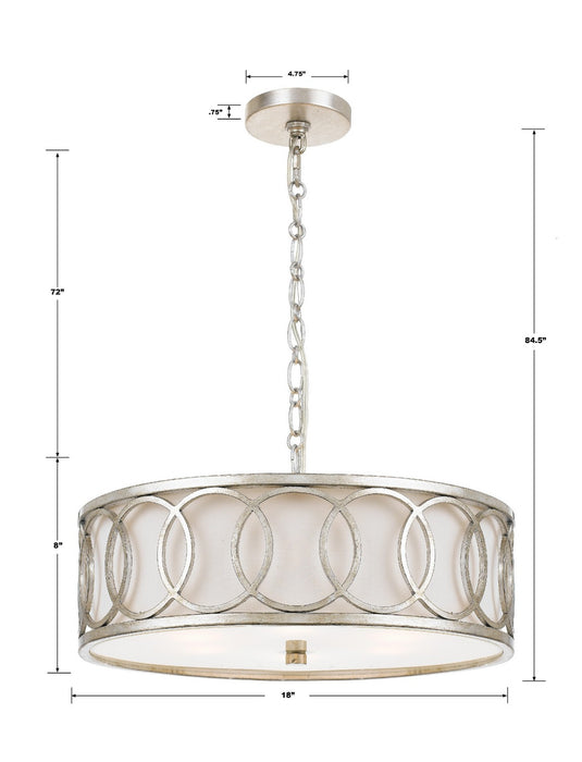 Crystorama 287-SA Six Light Chandelier, Antique Silver