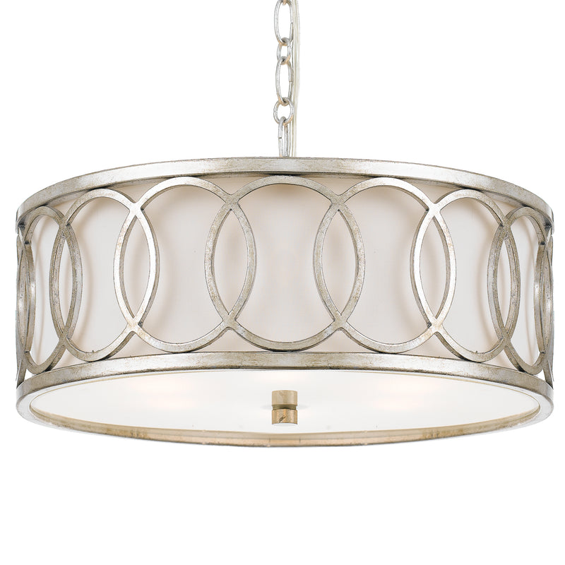 Crystorama 287-SA Six Light Chandelier, Antique Silver