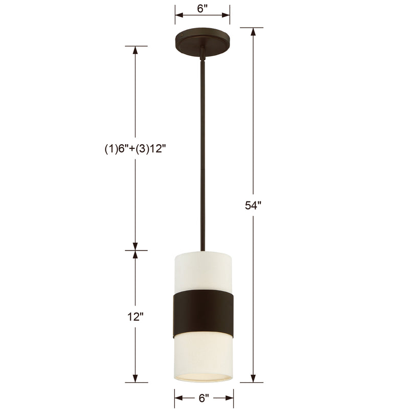Crystorama 290-DB One Light Pendant, Dark Bronze