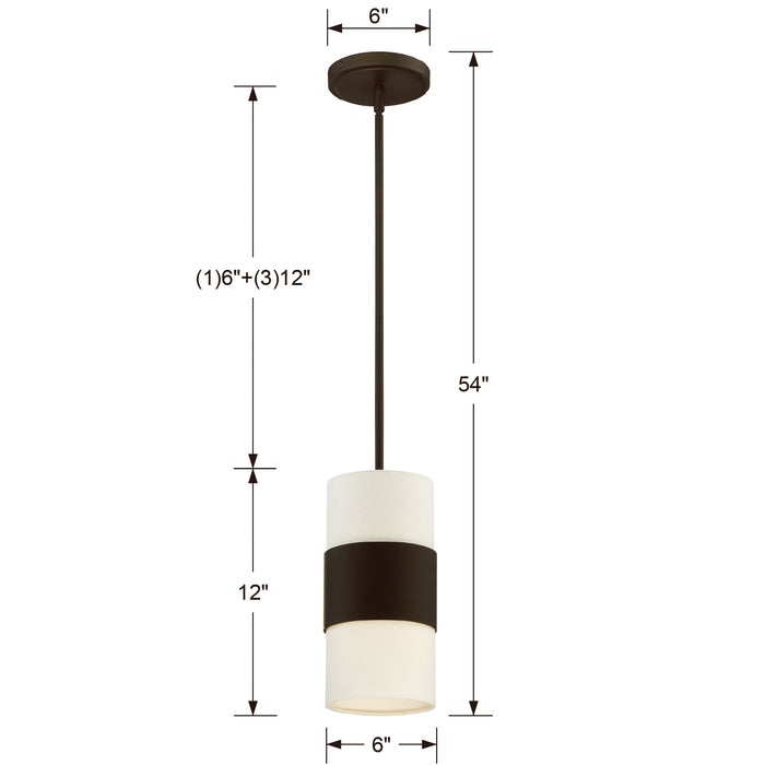 Crystorama 290-DB One Light Pendant, Dark Bronze