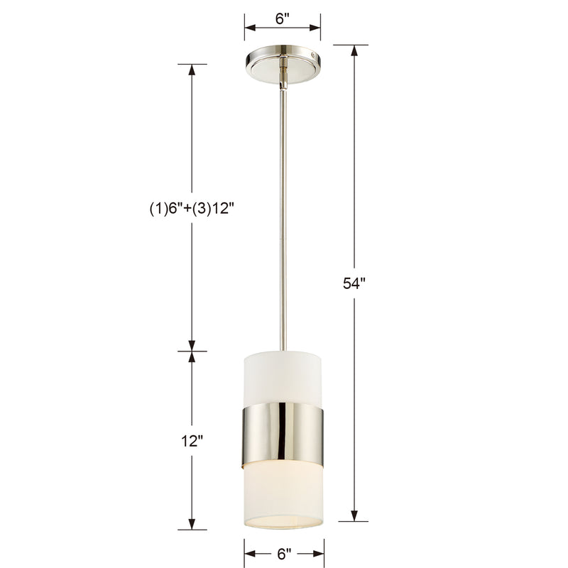 Crystorama 290-PN One Light Pendant, Polished Nickel