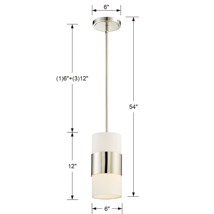 Crystorama 290-PN One Light Pendant, Polished Nickel