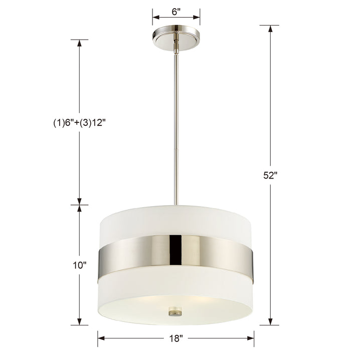 Crystorama 295-PN Three Light Chandelier, Polished Nickel