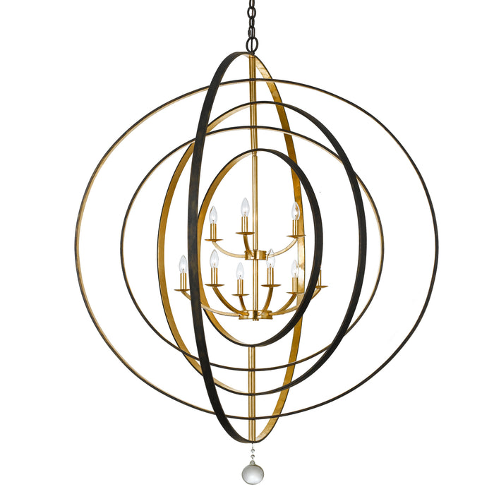 Crystorama 587-EB-GA Nine Light Chandelier, English Bronze + Antique Gold