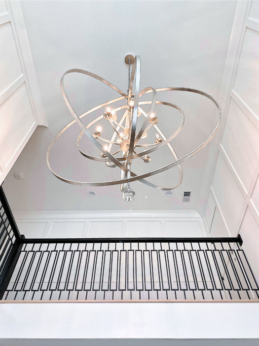 Crystorama 587-SA Nine Light Chandelier, Antique Silver