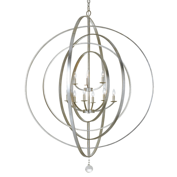 Crystorama 587-SA Nine Light Chandelier, Antique Silver
