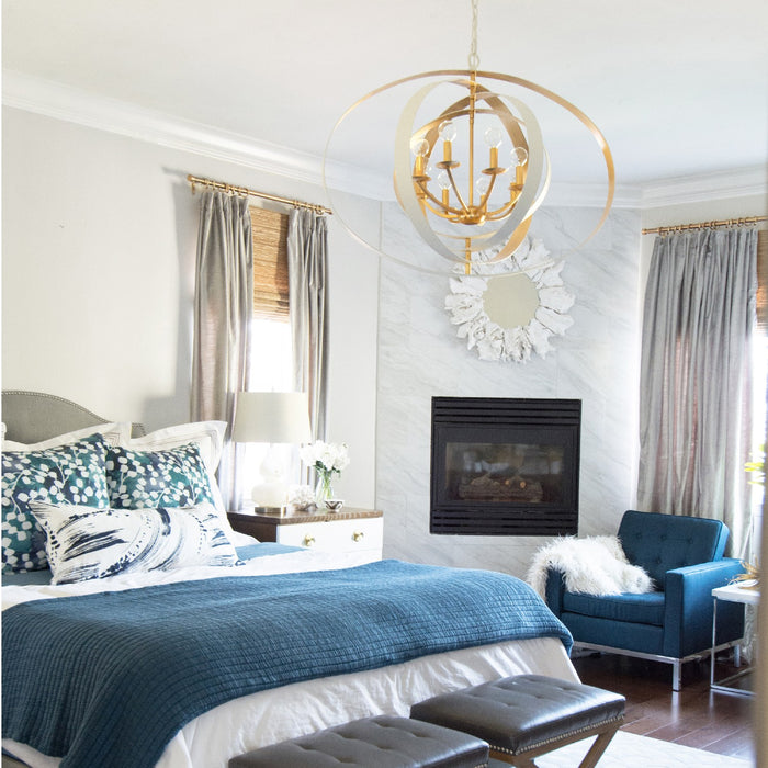 Crystorama 588-MT-GA Eight Light Chandelier, Matte White + Antique Gold