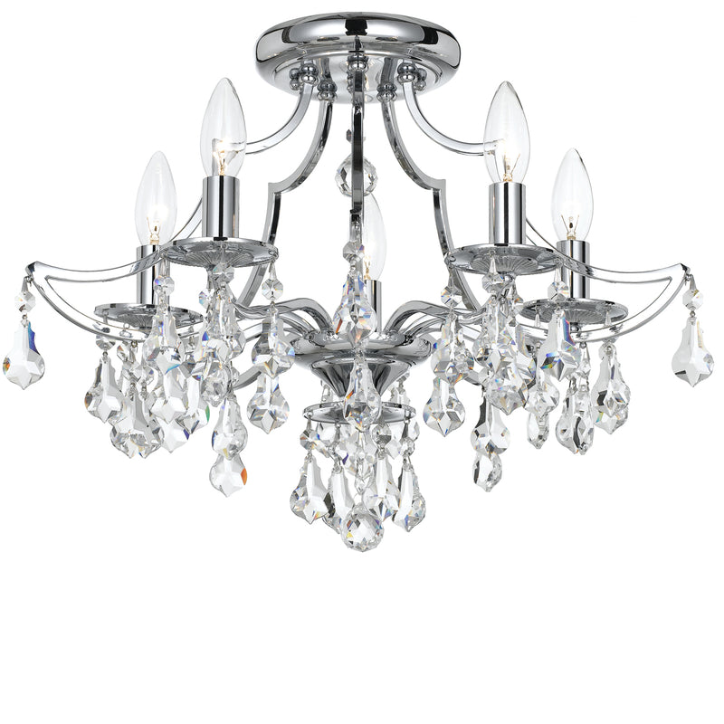 Crystorama 5930-CH-CL-MWP Five Light Semi Flush Mount, Polished Chrome