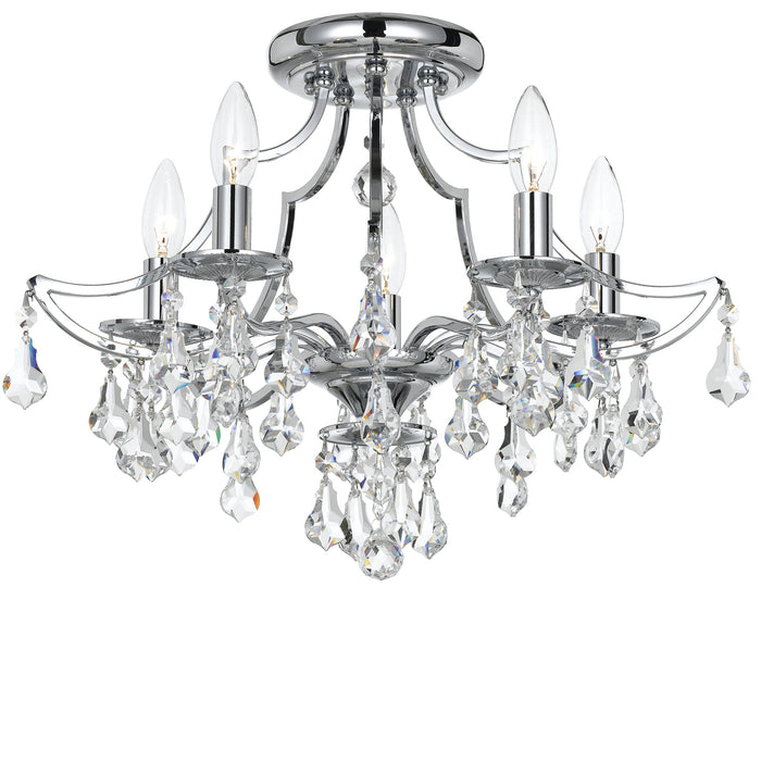 Crystorama 5930-CH-CL-MWP Five Light Semi Flush Mount, Polished Chrome
