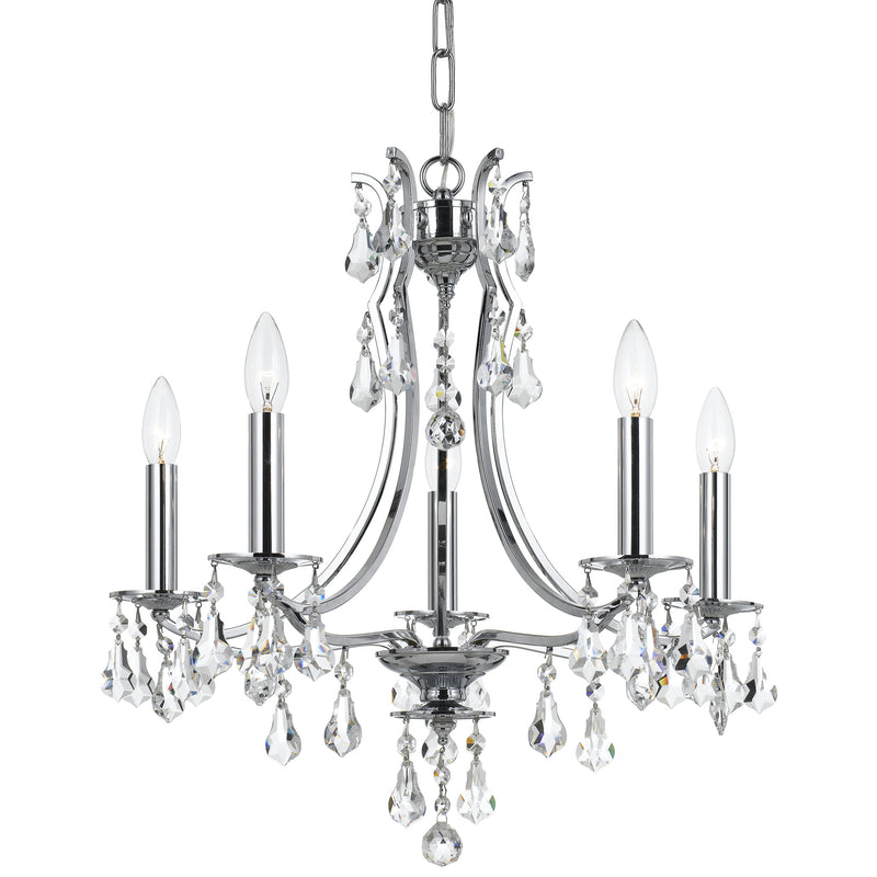 Crystorama 5935-CH-CL-MWP Five Light Chandelier, Polished Chrome