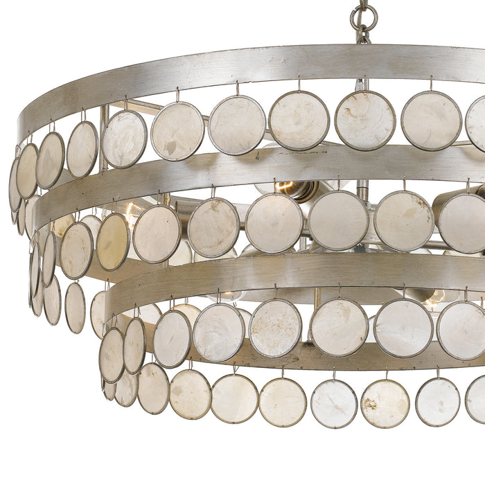 Crystorama 6006-SA Six Light Chandelier, Antique Silver