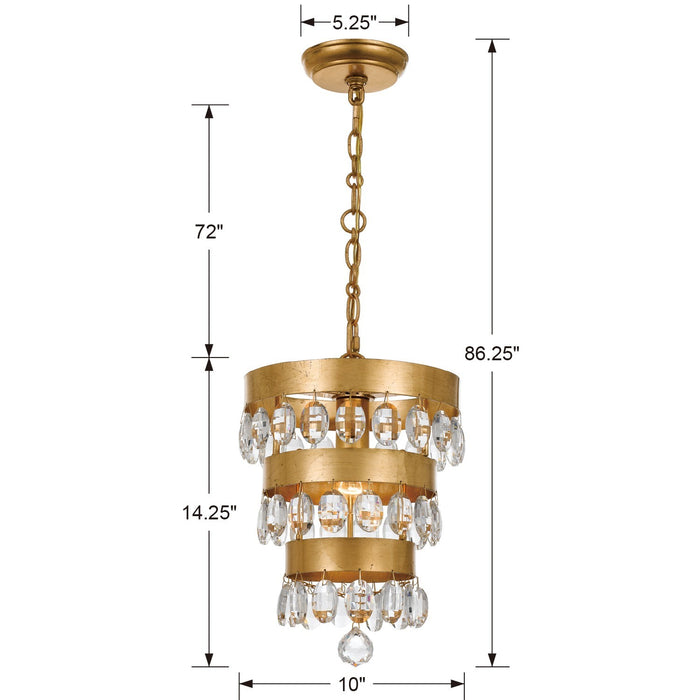 Crystorama 6103-GA One Light Mini Chandelier, Antique Gold