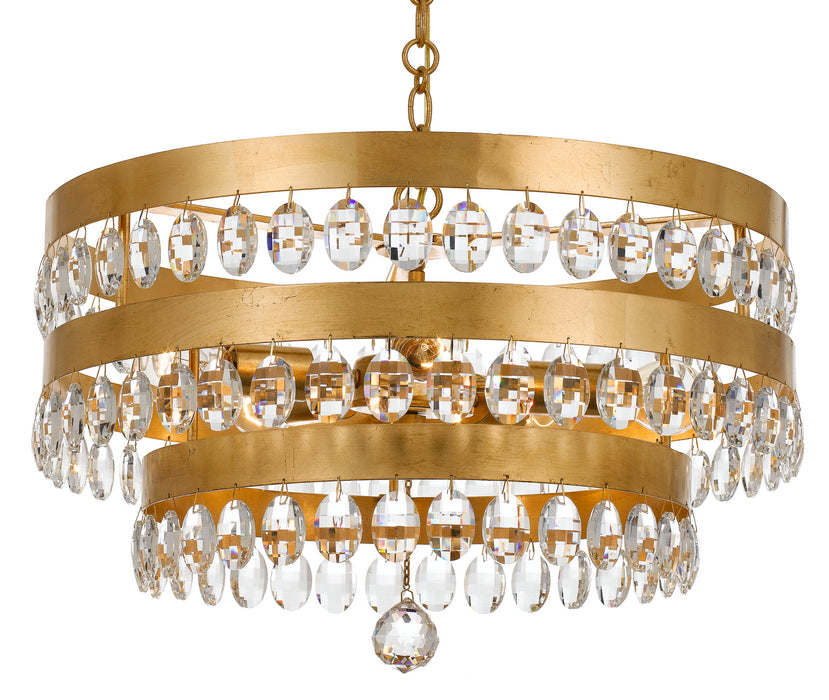 Crystorama 6106-GA Five Light Chandelier, Antique Gold