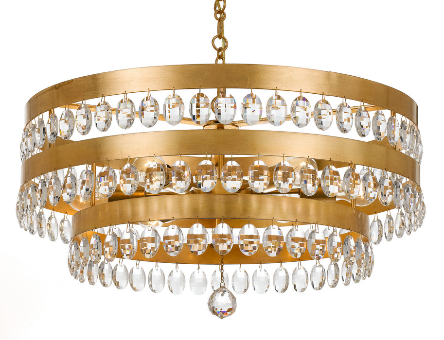 Crystorama 6108-GA Six Light Chandelier, Antique Gold