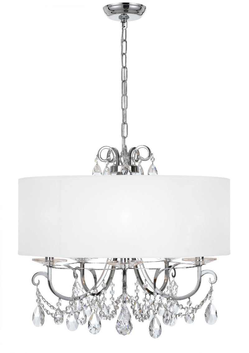 Crystorama 6625-CH-CL-MWP Five Light Chandelier, Polished Chrome
