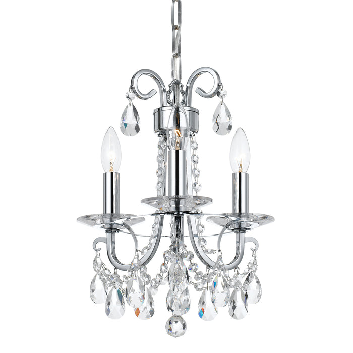 Crystorama 6823-CH-CL-MWP Three Light Mini Chandelier, Polished Chrome
