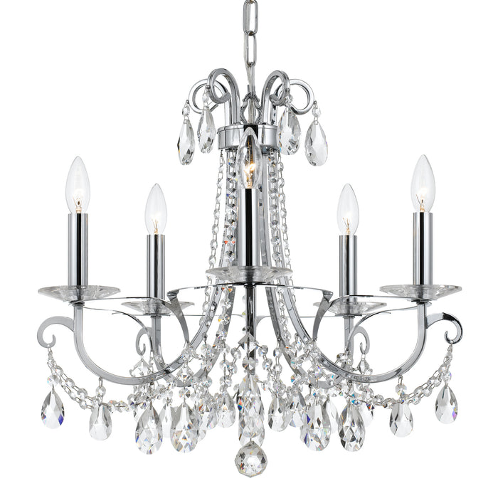 Crystorama 6825-CH-CL-MWP Five Light Chandelier, Polished Chrome