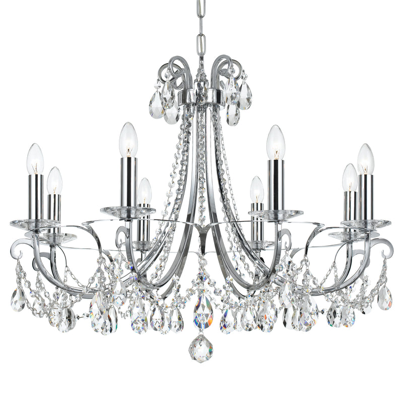 Crystorama 6828-CH-CL-MWP Eight Light Chandelier, Polished Chrome