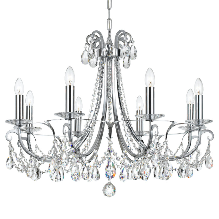 Crystorama 6828-CH-CL-MWP Eight Light Chandelier, Polished Chrome