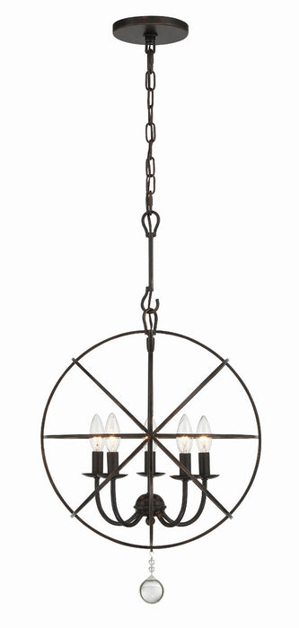 Crystorama 9224-EB Five Light Mini Chandelier, English Bronze