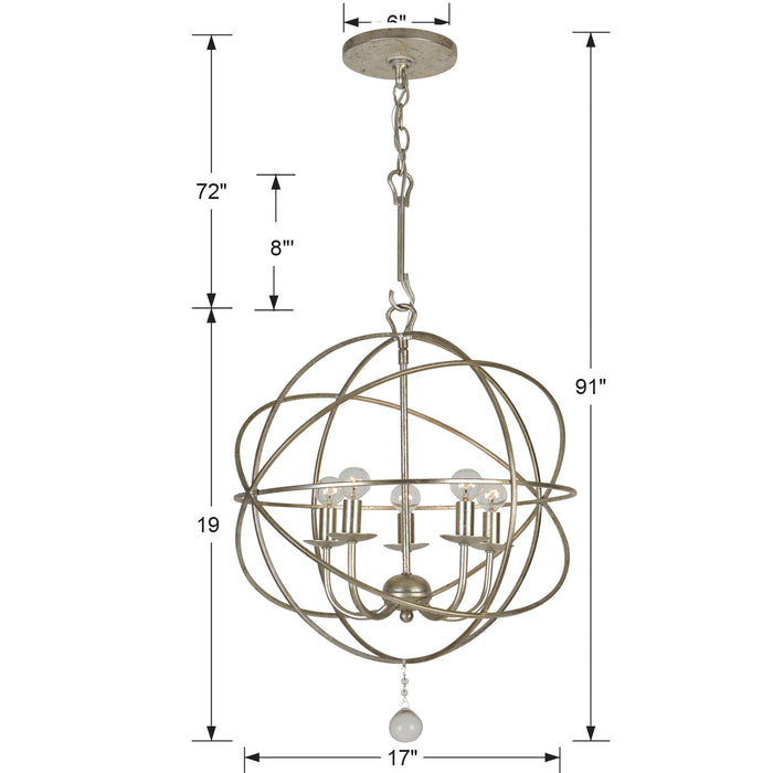 Crystorama 9224-OS Five Light Mini Chandelier, Olde Silver