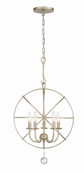 Crystorama 9224-OS Five Light Mini Chandelier, Olde Silver