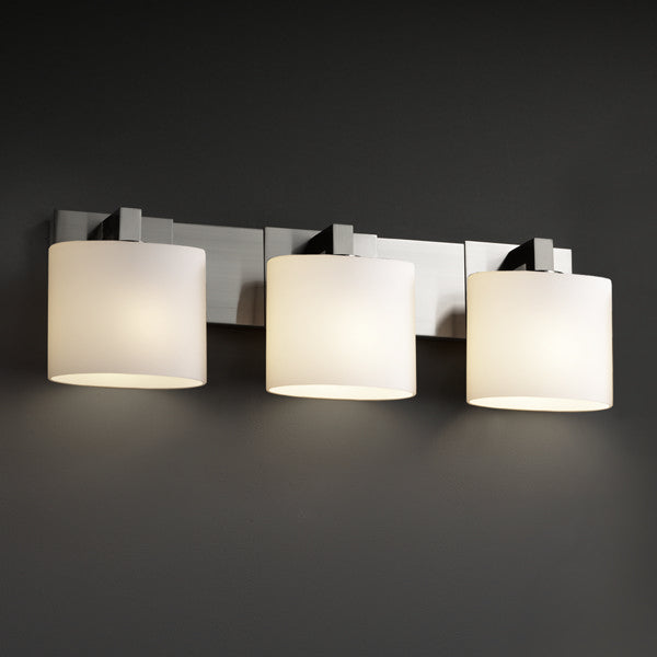 Justice Designs FSN-8923-30-OPAL-NCKL Three Light Bath Bar, Brushed Nickel