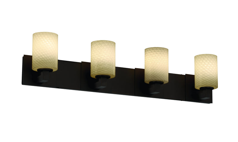 Justice Designs FSN-8924-10-WEVE-DBRZ Four Light Bath Bar, Dark Bronze