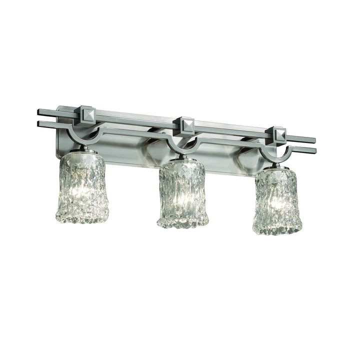 Justice Designs GLA-8503-16-CLRT-NCKL Three Light Bath Bar, Brushed Nickel