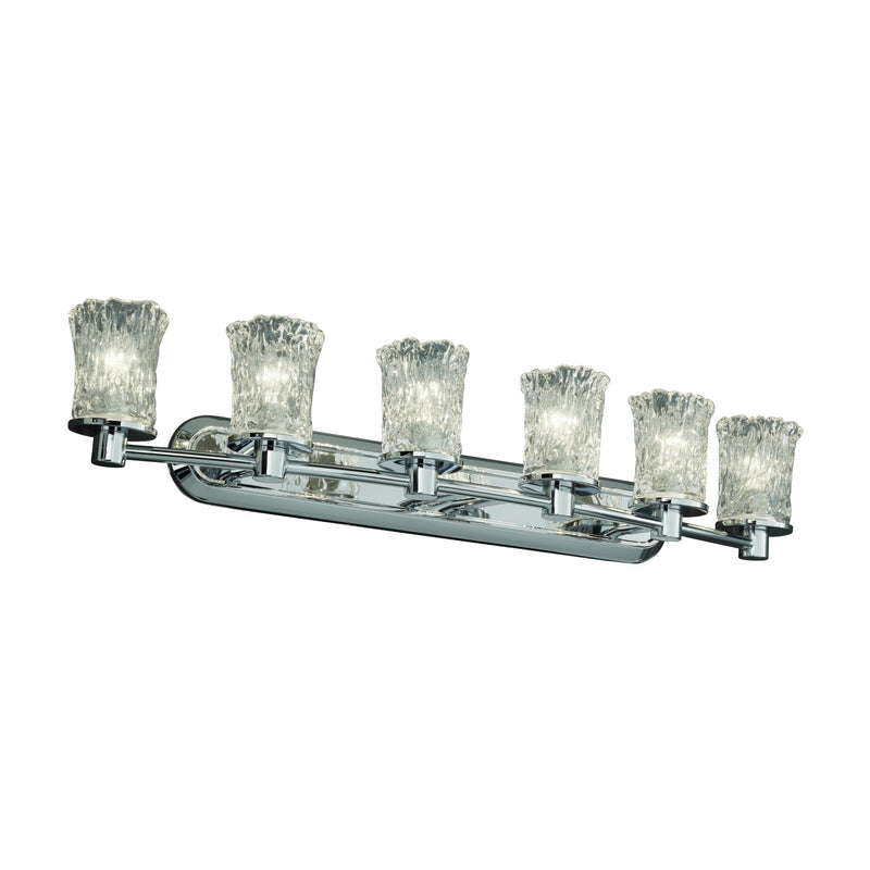 Justice Designs GLA-8516-16-CLRT-CROM Six Light Bath Bar, Polished Chrome