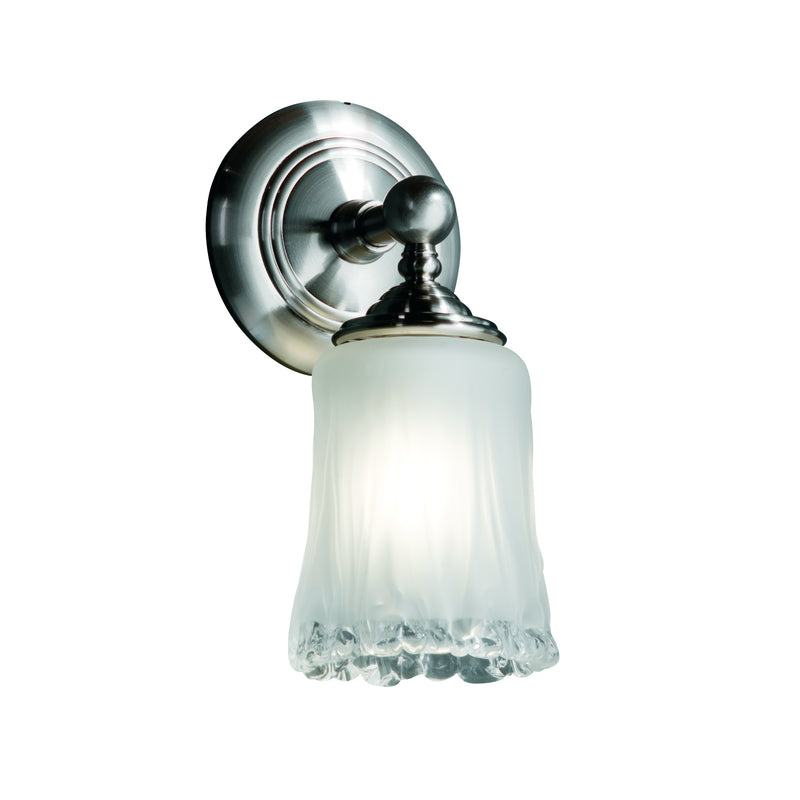 Justice Designs GLA-8521-16-WTFR-NCKL One Light Wall Sconce, Brushed Nickel