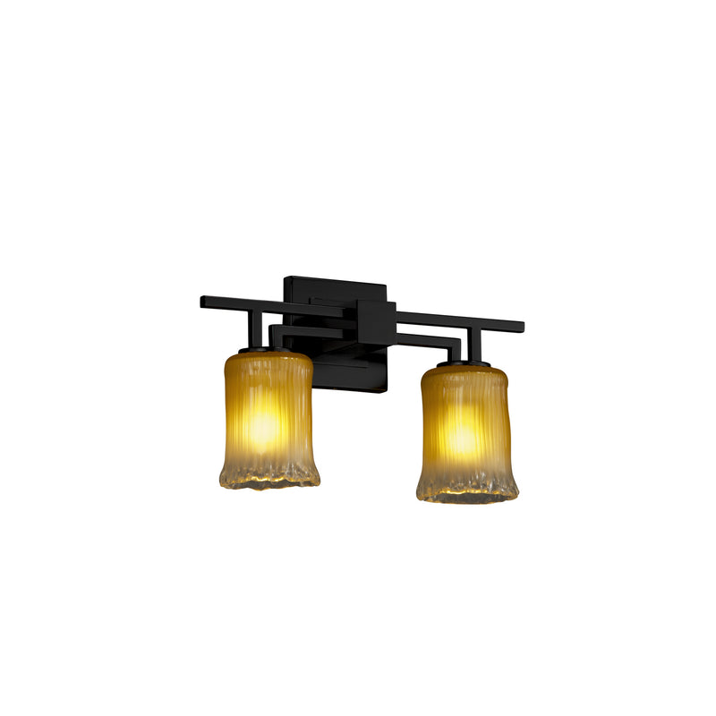 Justice Designs GLA-8702-16-GLDC-MBLK Two Light Bath Bar, Matte Black