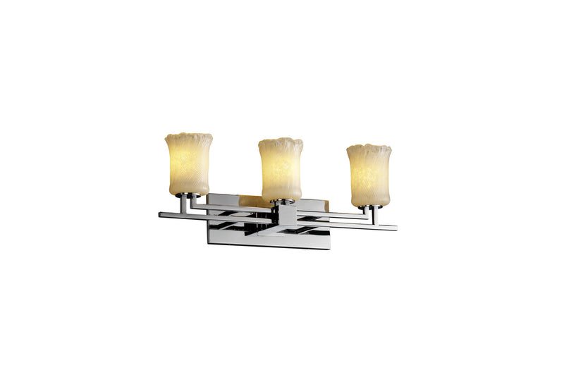Justice Designs GLA-8703-16-WHTW-CROM Three Light Bath Bar, Polished Chrome