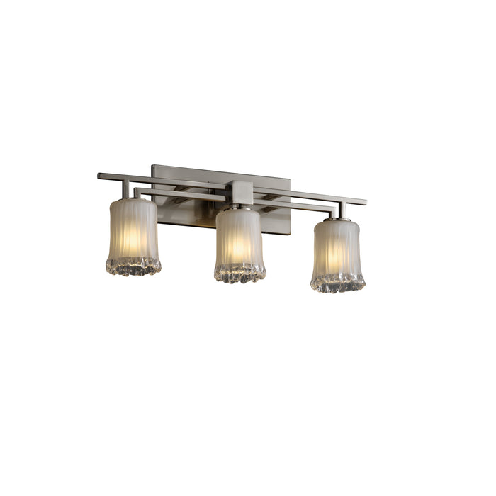 Justice Designs GLA-8703-16-WTFR-NCKL Three Light Bath Bar, Brushed Nickel